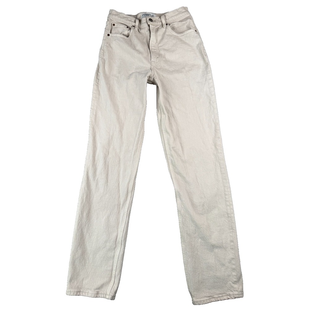 Abercrombie & Fitch Women's Jeans Size 27 Cream 90s Straight Ultra High Rise